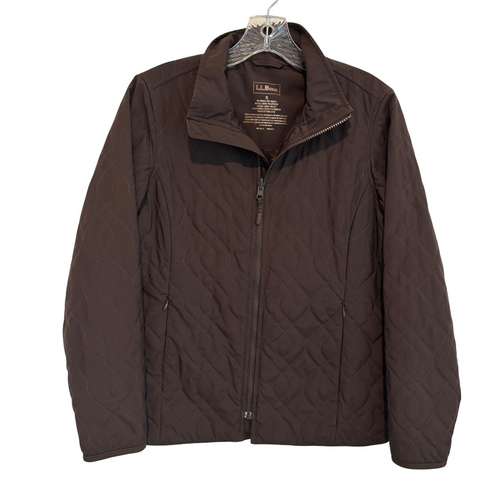 LL Bean Quilted Thinsulate Insulated Jacket Womens S Petite Zip Up Brown
